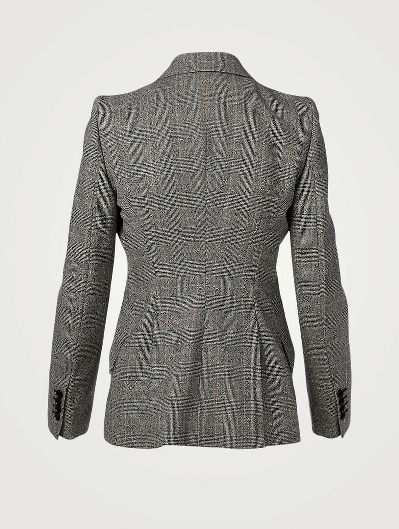 Wool Stretch Blazer Prince Of Wales Print