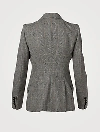 Wool Stretch Blazer Prince Of Wales Print