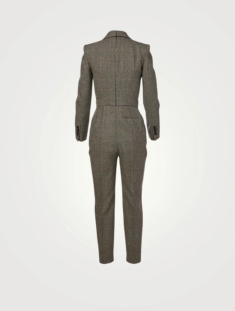 Wool Stretch Jumpsuit Prince of Wales Print