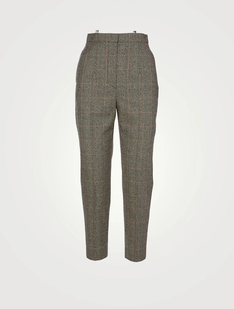 Wool Stretch Slim Pants Prince of Wales Print