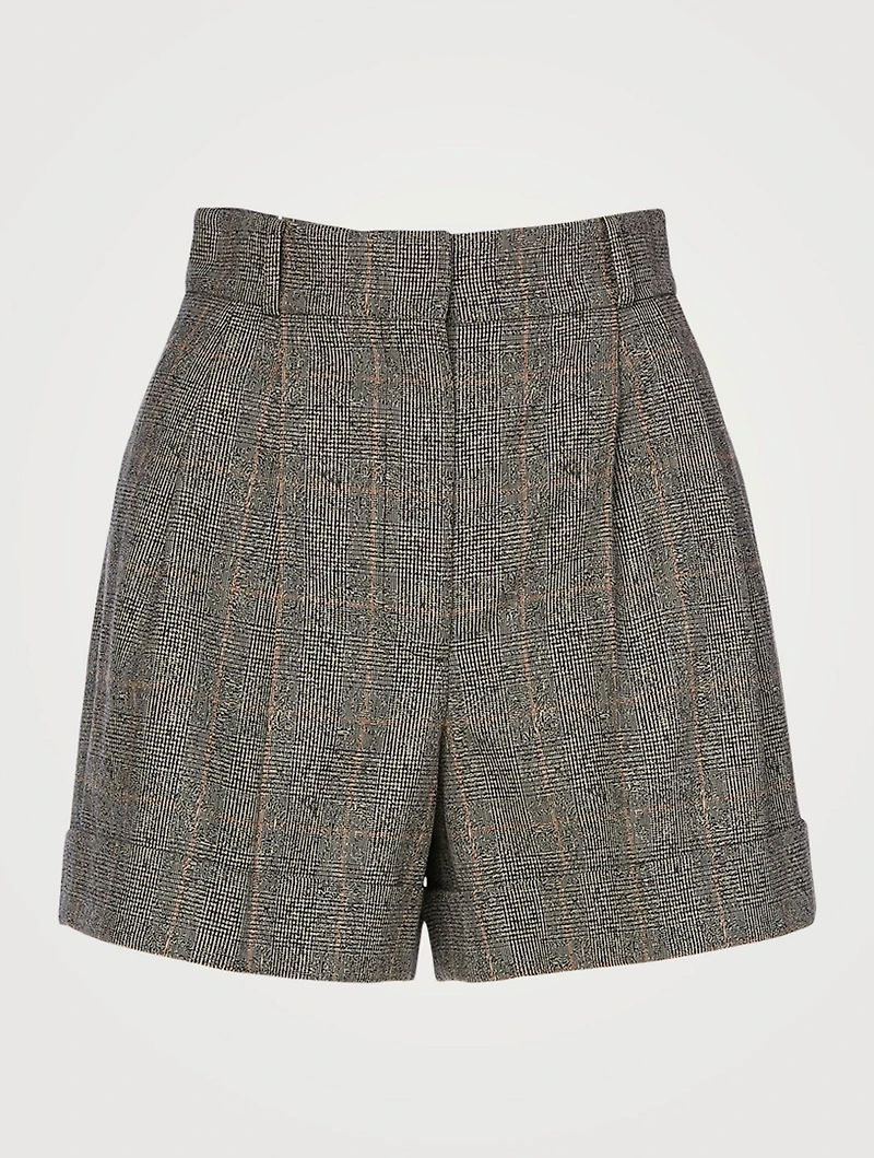 Wool Stretch Short Prince of Wales Print