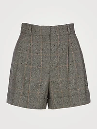 Wool Stretch Short Prince of Wales Print
