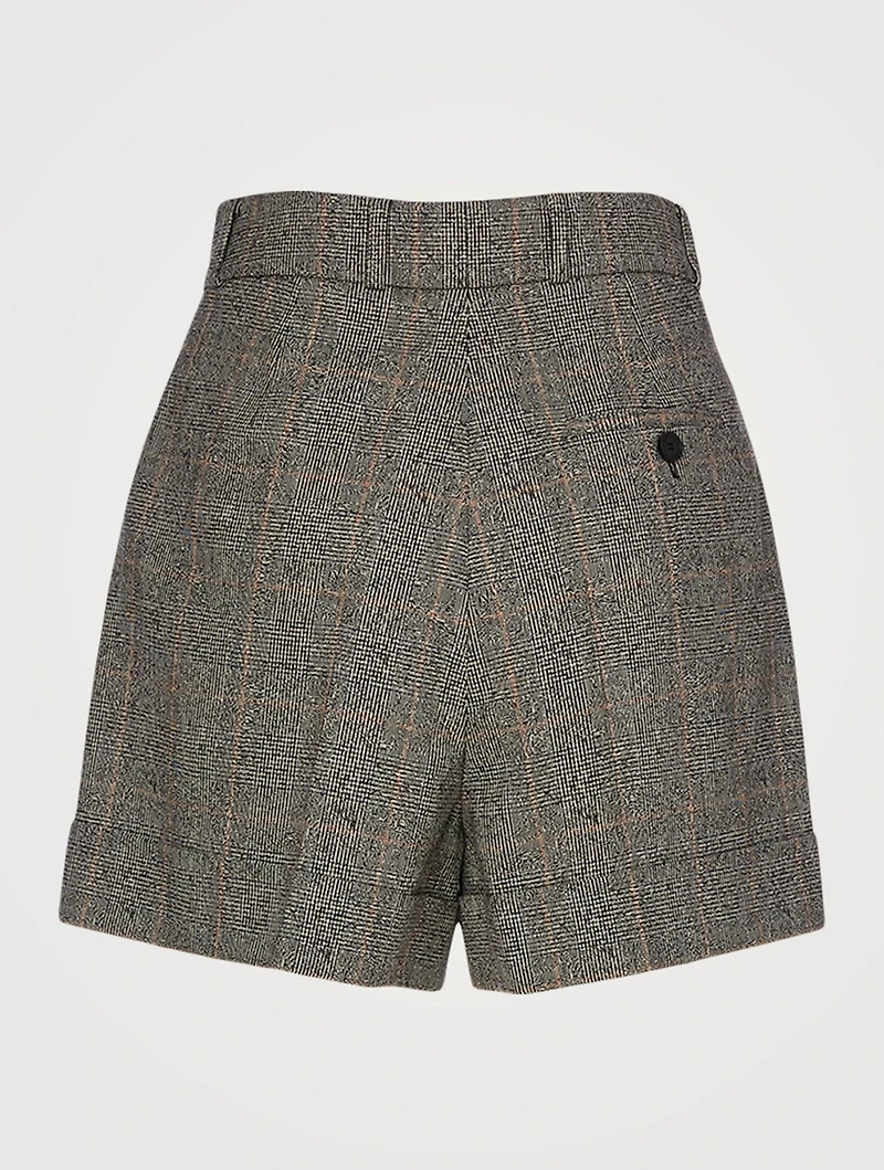 Wool Stretch Short Prince of Wales Print
