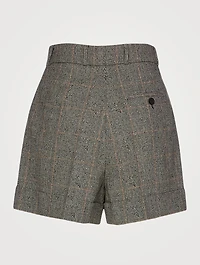 Wool Stretch Short Prince of Wales Print