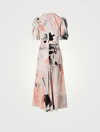 Silk Short-Sleeve Midi Dress