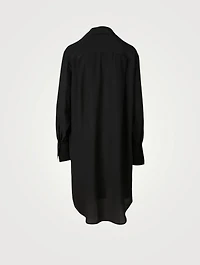 Silk Crepe de Chine Shirt Dress With Logo Scarf