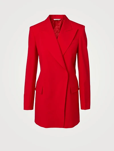 Masculine Wool Double-Breasted Wrap Blazer