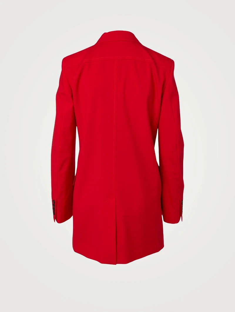 Masculine Wool Double-Breasted Wrap Blazer