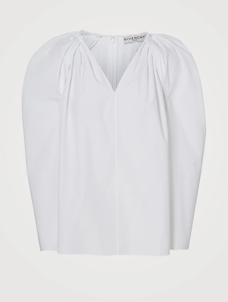 Cotton Puff-Shoulder Blouse