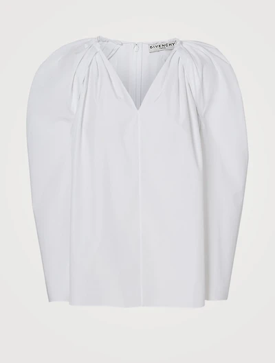 Cotton Puff-Shoulder Blouse