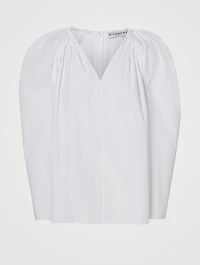 Cotton Puff-Shoulder Blouse