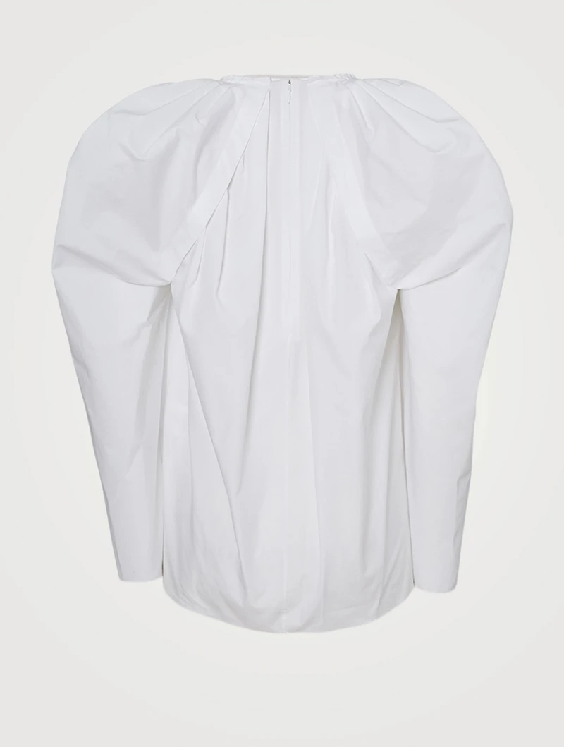 Cotton Puff-Shoulder Blouse