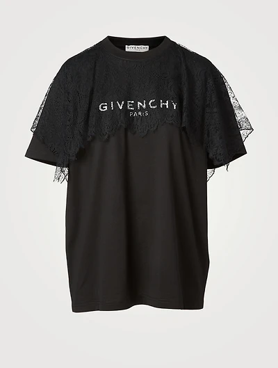 Cotton Logo T-Shirt With Lace