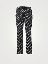 High-Waisted Jeans Logo Print
