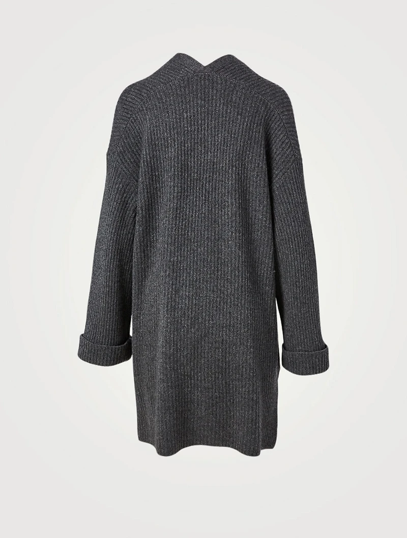 Luxe Cashmere Ribbed Open Cardigan