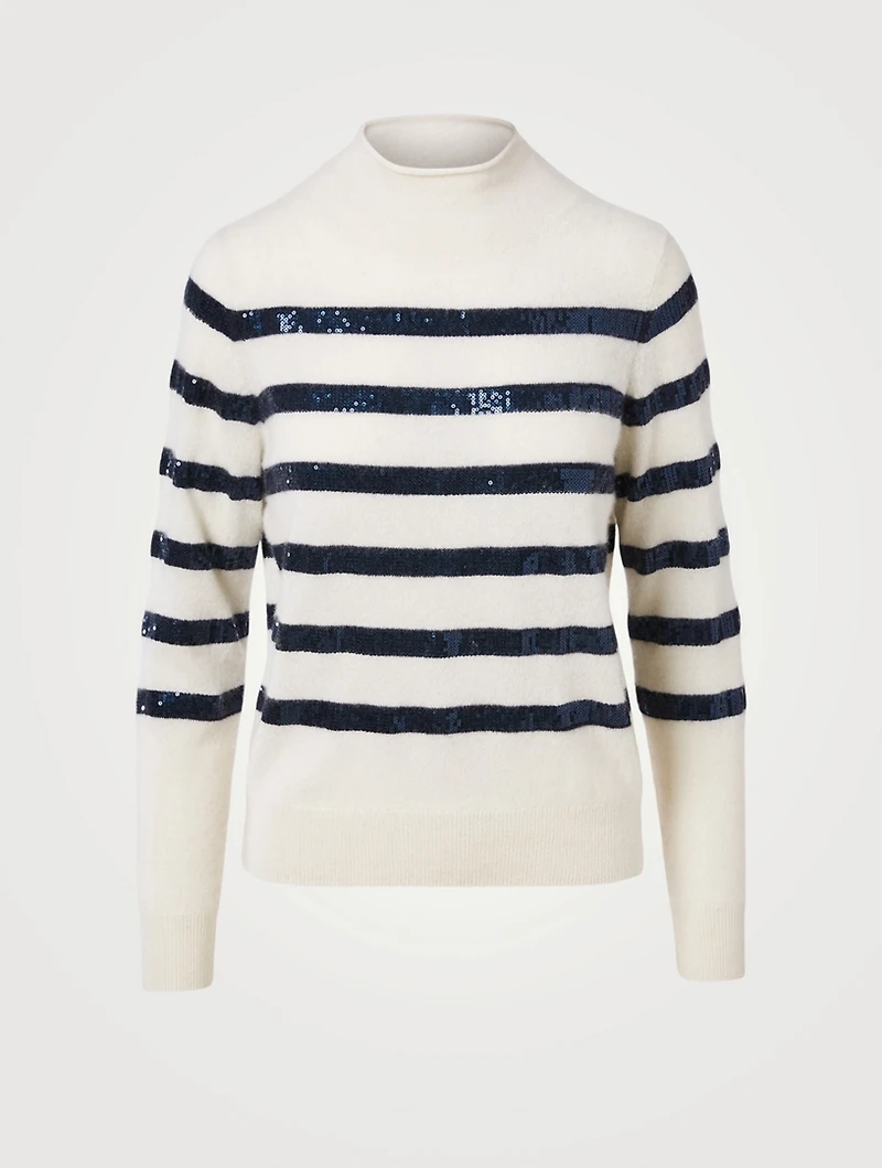 Cashmere Sequin Funnelneck Sweater