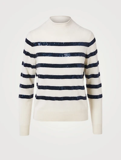 Cashmere Sequin Funnelneck Sweater
