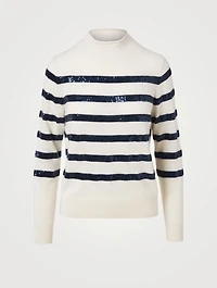 Cashmere Sequin Funnelneck Sweater
