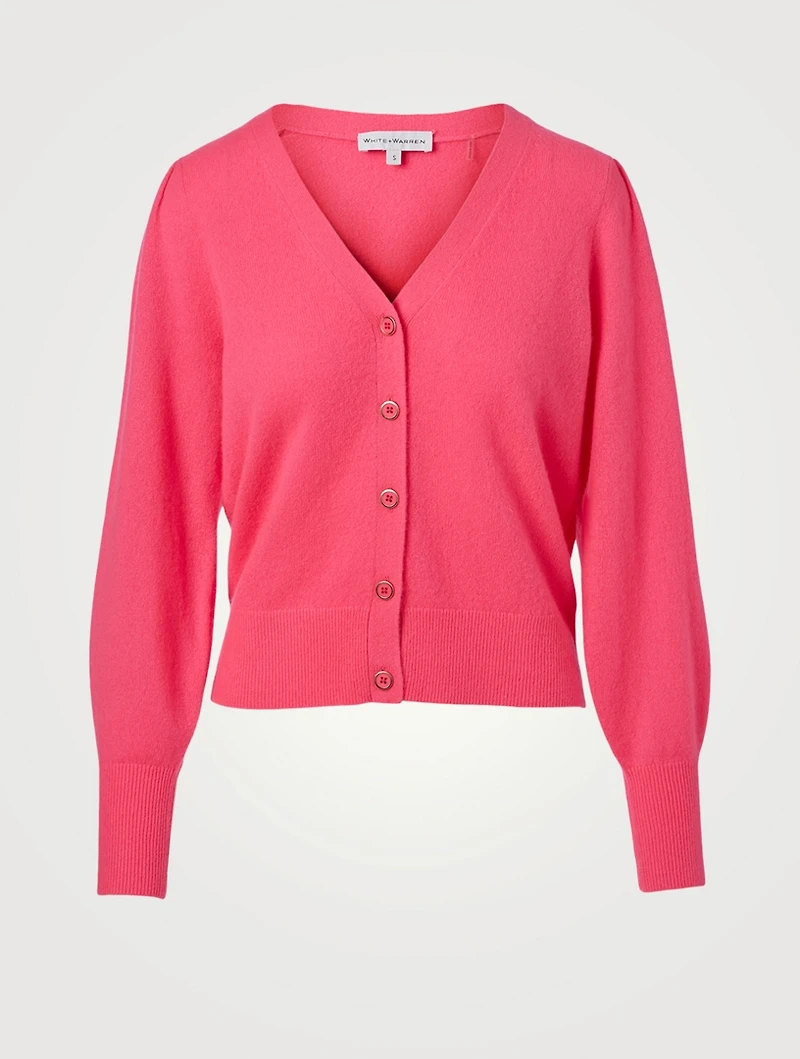 Cashmere Blouson-Sleeve Cardigan