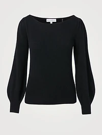 Cashmere Blouson-Sleeve Boatneck Sweater