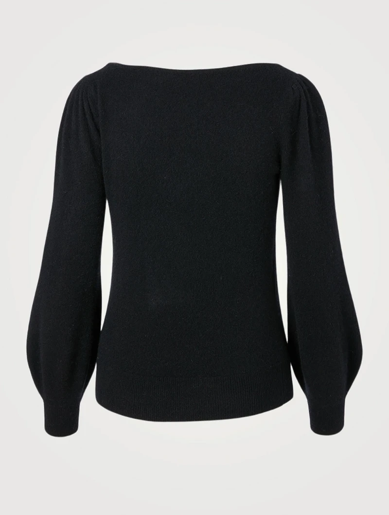 Cashmere Blouson-Sleeve Boatneck Sweater
