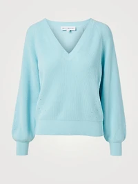 Cotton-Blend Blouson-Sleeve Sweater