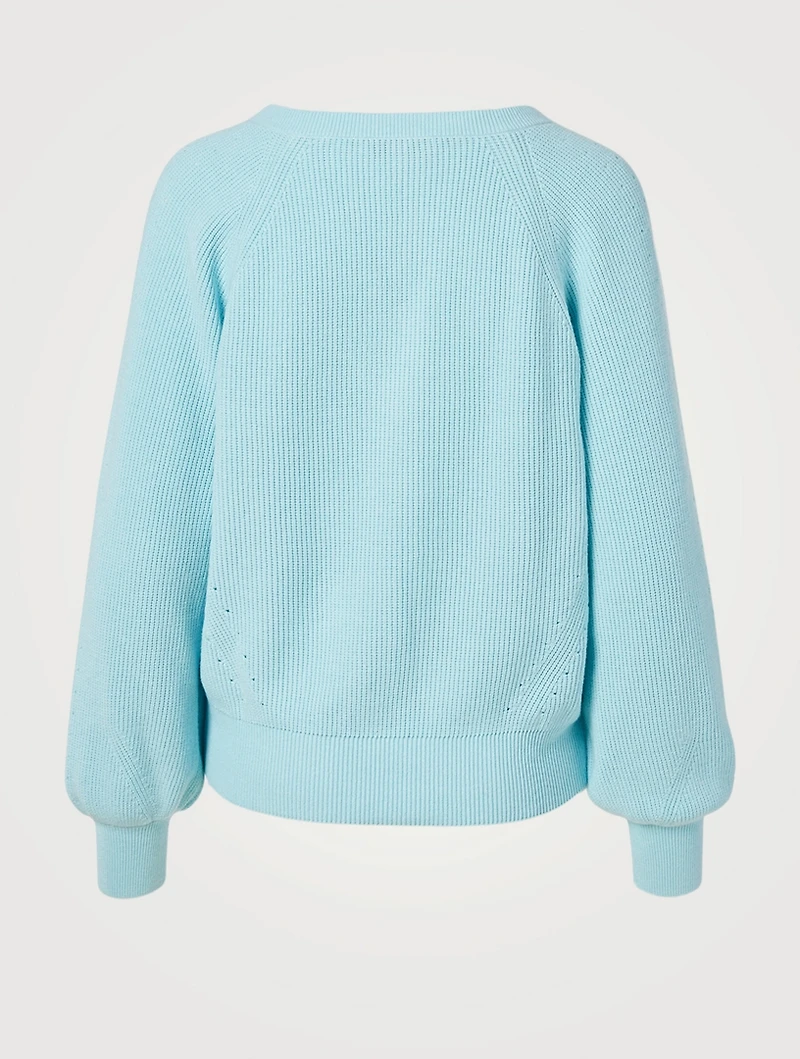 Cotton-Blend Blouson-Sleeve Sweater