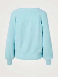 Cotton-Blend Blouson-Sleeve Sweater