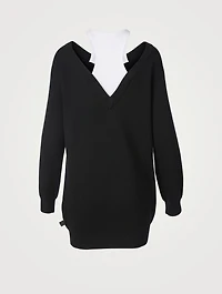 Wool Sweater Mini Dress With Tank Layer