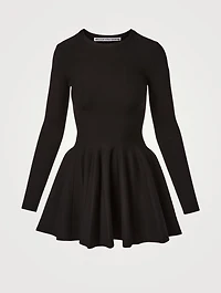 Shortrowed Long-Sleeve Mini Dress