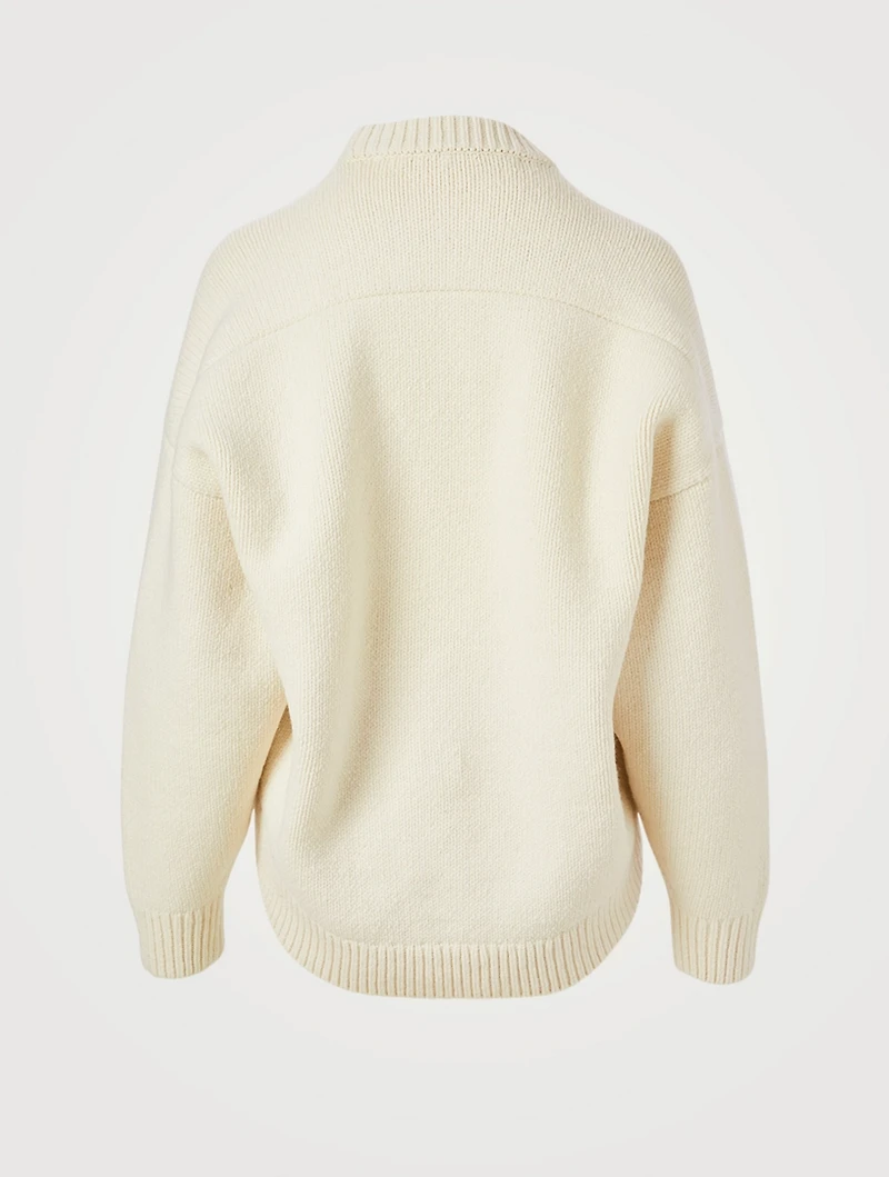 Wool Stretch Sweater With Drape Back
