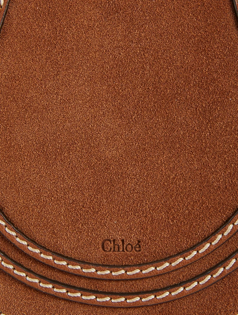 Small Marcie Stitched Suede Crossbody Saddle Bag