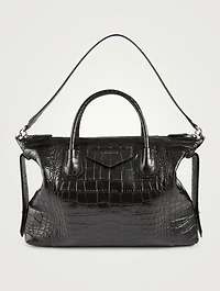 Medium Antigona Soft Croc-Embossed Leather Bag