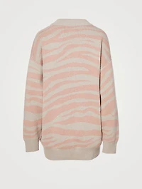 Mayberry Merino Wool-Blend Zip-Up Sweater Zebra Print