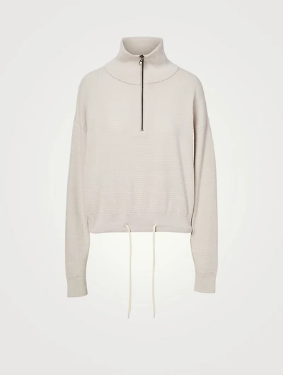 Buckingham Pique Knit Cotton Half-Zip Sweater