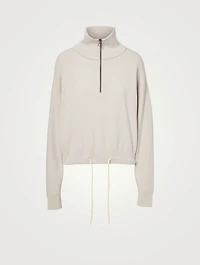 Buckingham Pique Knit Cotton Half-Zip Sweater