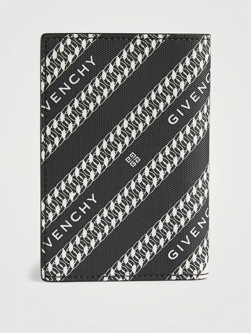 Chain Logo Coated Canvas Card Holder