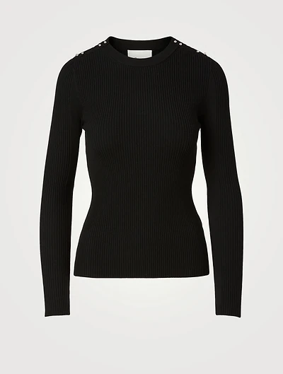 Wool-Blend Ribbed Knit Top