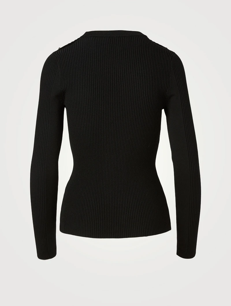 Wool-Blend Ribbed Knit Top