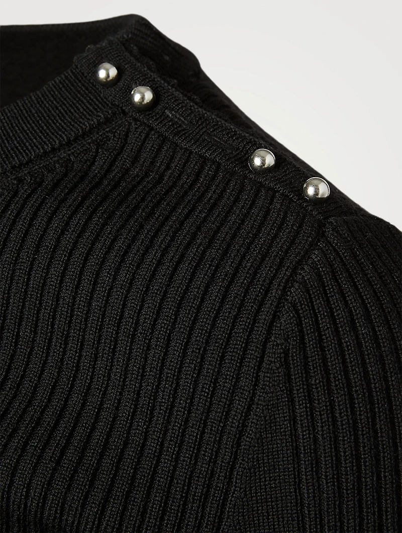 Wool-Blend Ribbed Knit Top