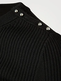 Wool-Blend Ribbed Knit Top