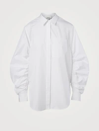 Cotton Shirt With Gathered Sleeves