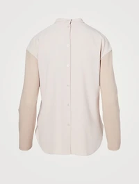 Wool-Blend Back Button Long-Sleeve Top