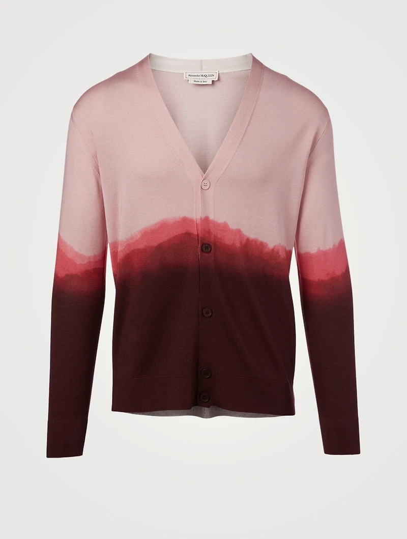 Silk Cardigan Dip-Dye Print