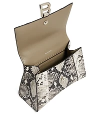 Small Hourglass Snake-Embossed Leather Top Handle Bag
