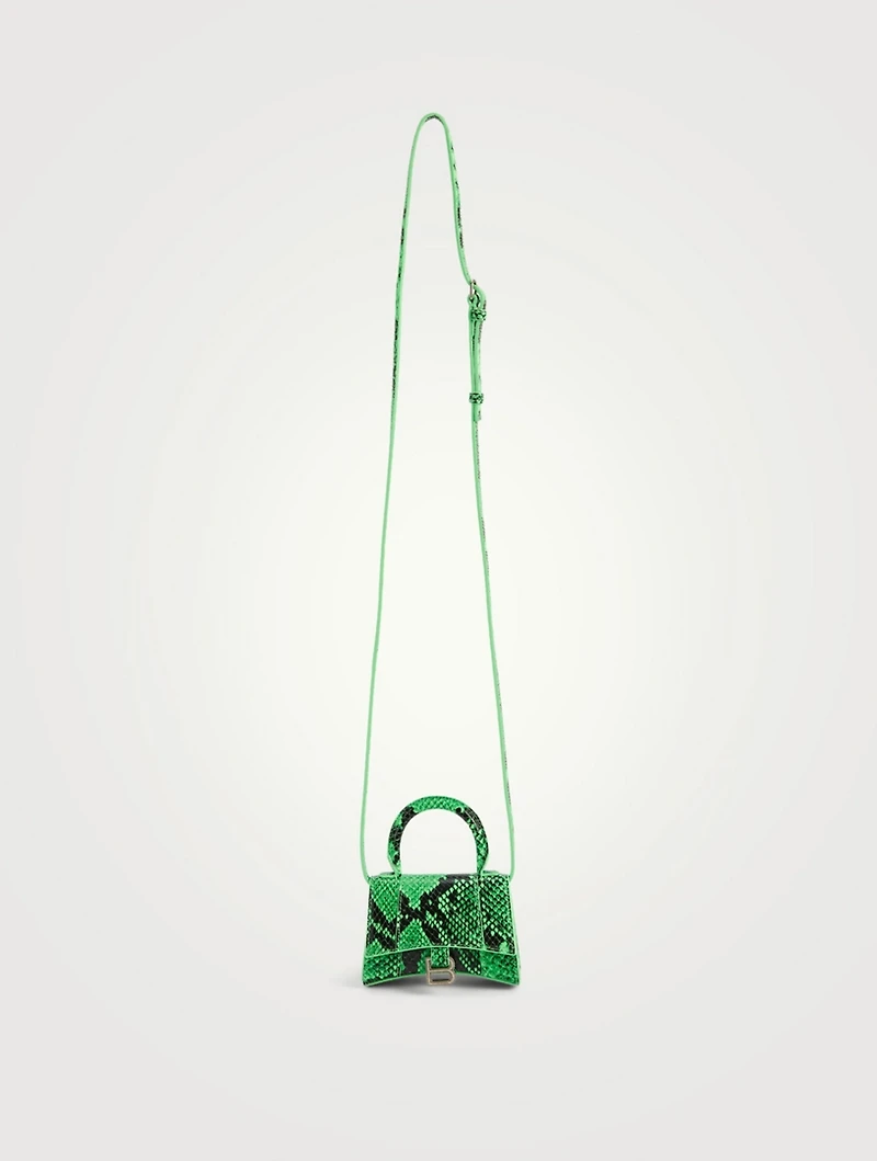 Mini Hourglass Leather Bag In Python Print