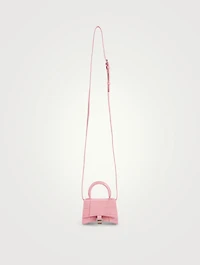 Mini Hourglass Croc-Embossed Leather Bag