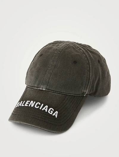Washed Denim Ball Cap With Logo