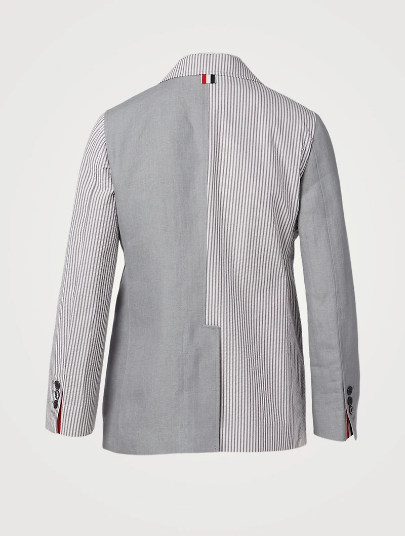 Seersucker And Linen Combo Blazer