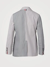 Seersucker And Linen Combo Blazer
